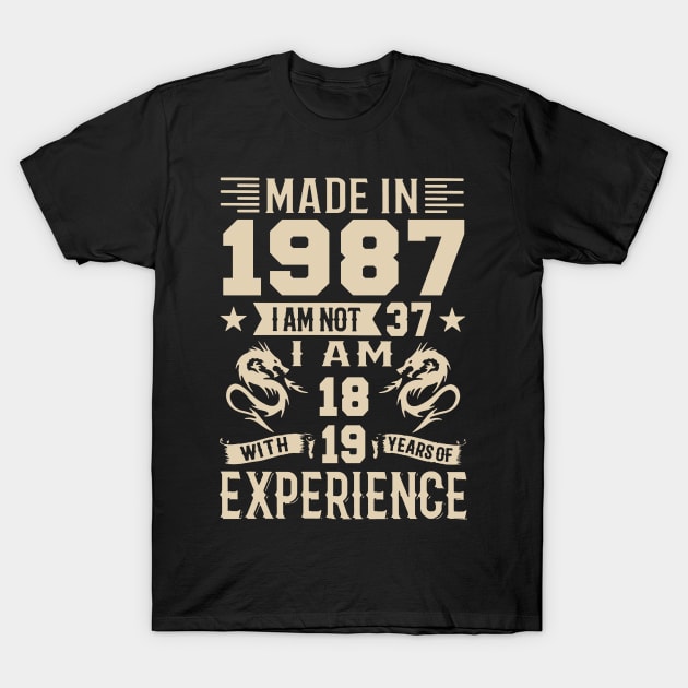 Made In 1987 I Am Not 37 I Am 18 With 19 Years Of Experience T-Shirt by Zaaa Amut Amut Indonesia Zaaaa